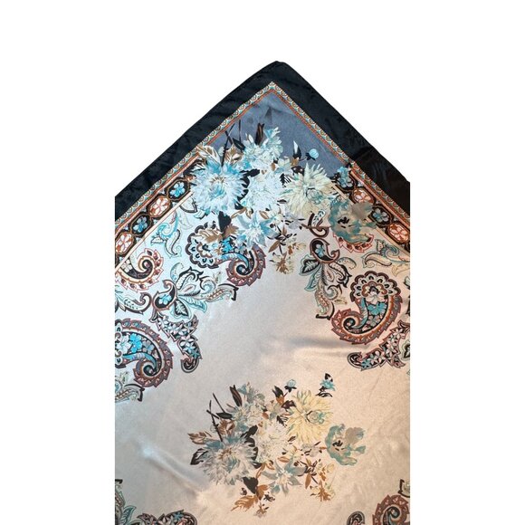 2/$30 NEW White Aqua Ivory Gray Black Floral Delicate Flower Silky Fashion Scarf - Picture 11 of 14